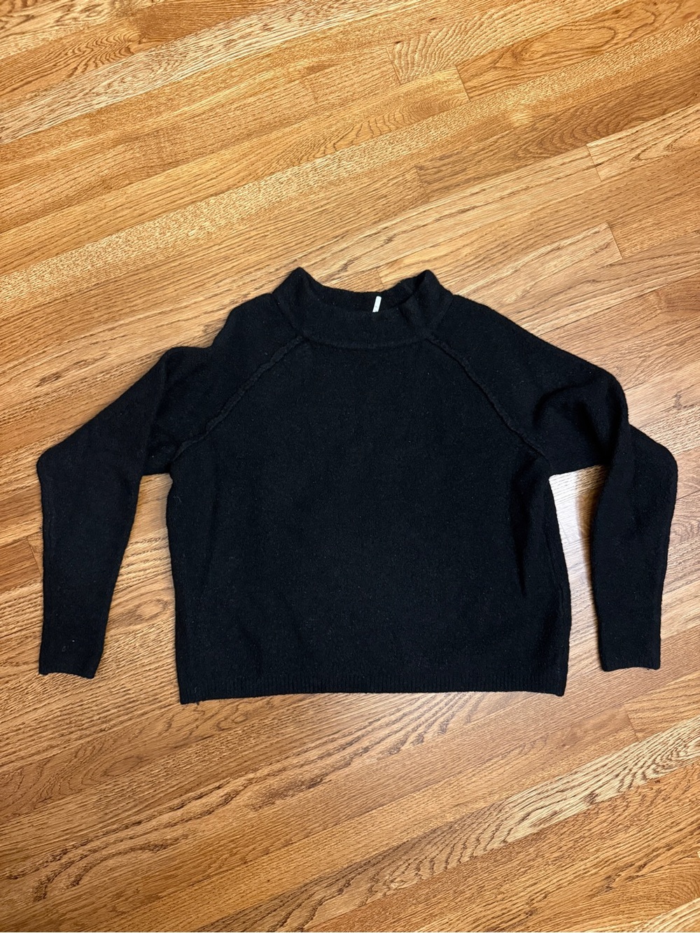 Free People Black Mock Neck Raglan Sweater